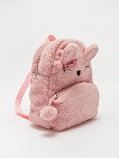 Embroidered Girl's Plush Backpack