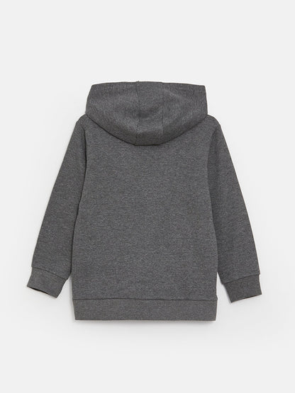 Hooded Basic Long Sleeve Boy's Zipper Sweatshirt