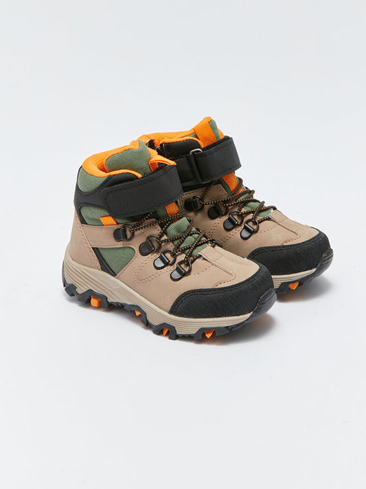 Color Blocked Boy's Trekking Boots with Velcro and Zipper