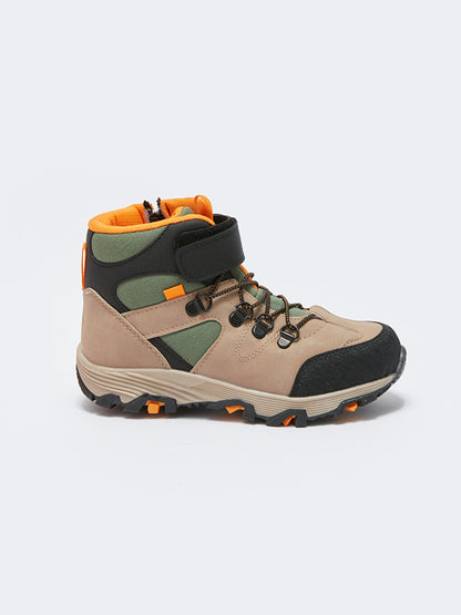 Color Blocked Boy's Trekking Boots with Laces and Velcro