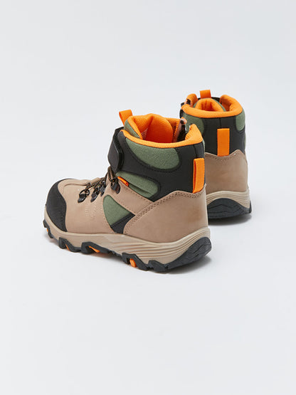 Color Blocked Boy's Trekking Boots with Laces and Velcro