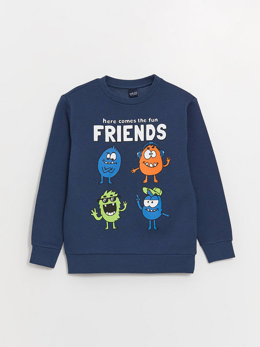 Crew Neck Printed Long Sleeve Boy's Sweatshirt