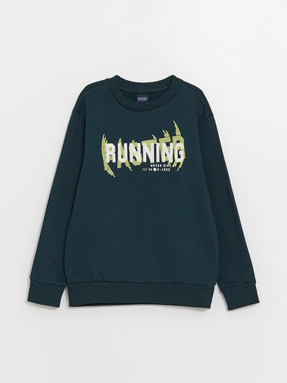 Crew Neck Printed Long Sleeve Boys Sweatshirt