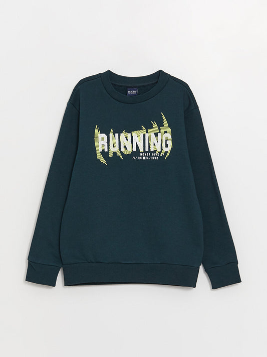 Crew Neck Printed Long Sleeve Boys Sweatshirt