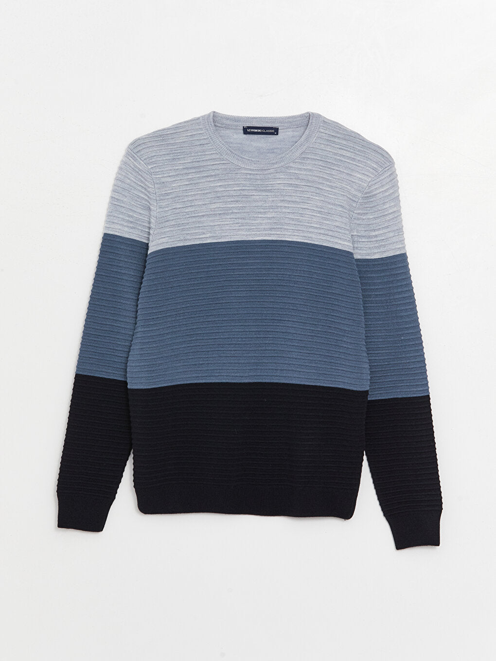 Crew Neck Long Sleeve Color Block Men's Knitwear Sweater