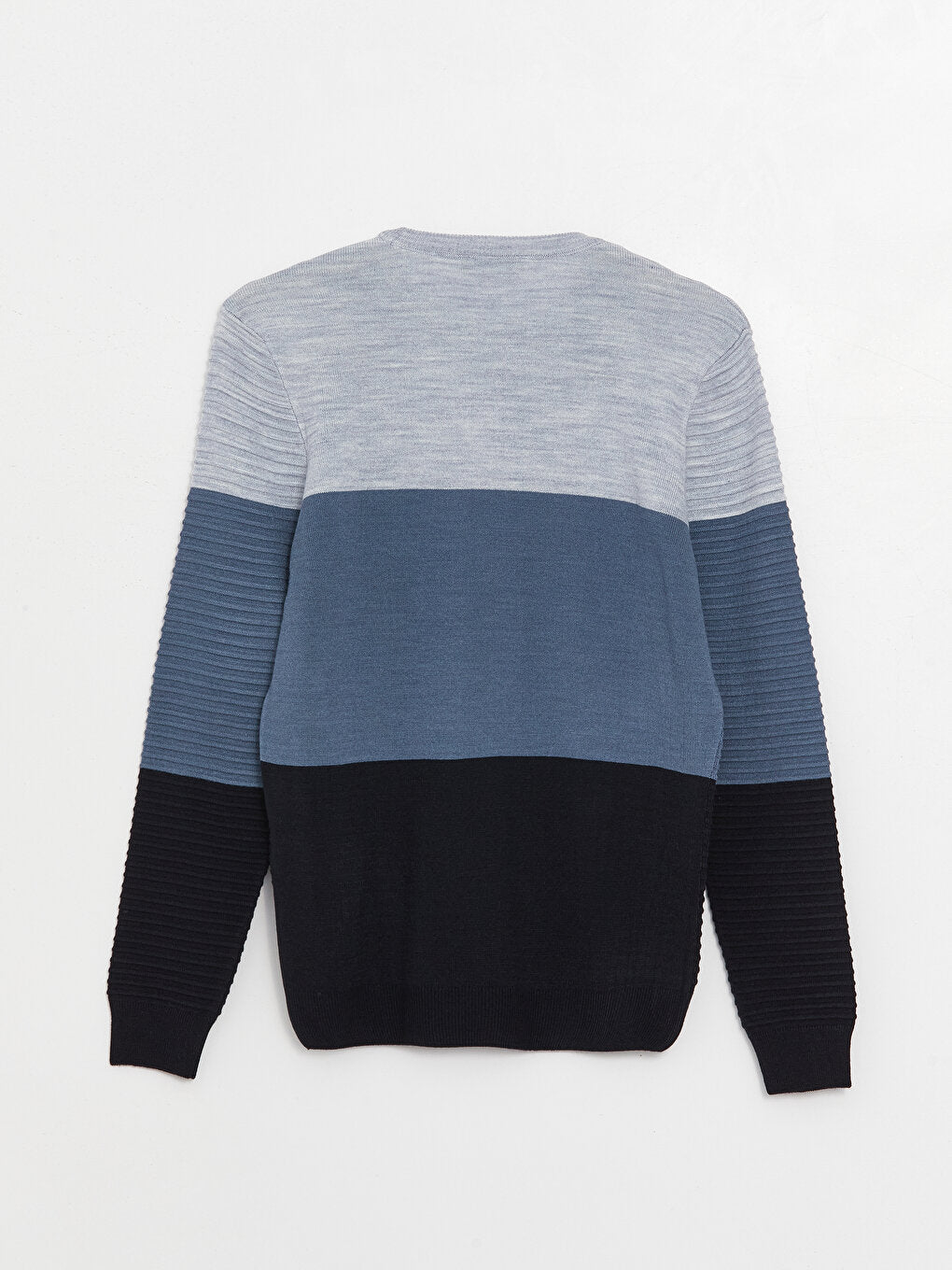 Crew Neck Long Sleeve Color Block Men's Knitwear Sweater