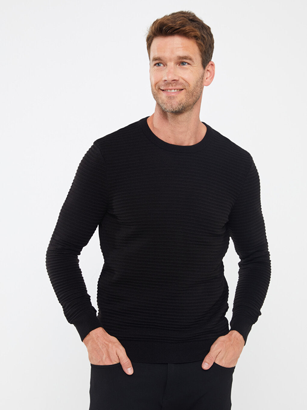 Crew Neck Long Sleeve Men's Knitwear Sweater