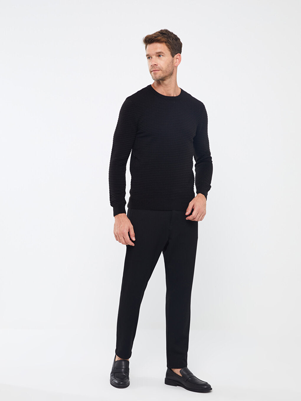 Crew Neck Long Sleeve Men's Knitwear Sweater