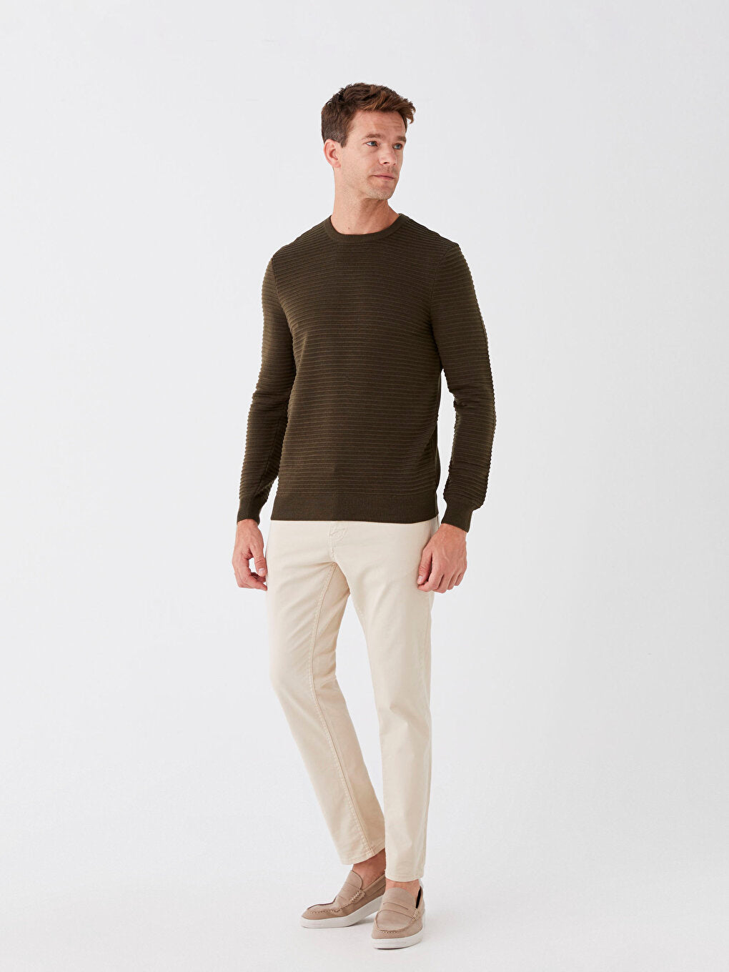 Crew Neck Long Sleeve Men's Knitwear Sweater