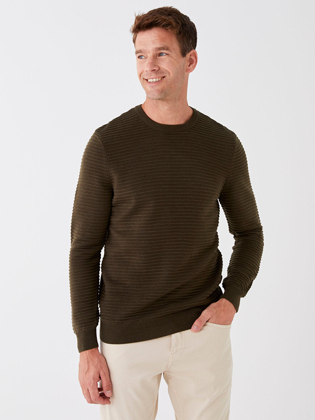 Crew Neck Long Sleeve Men's Knitwear Sweater