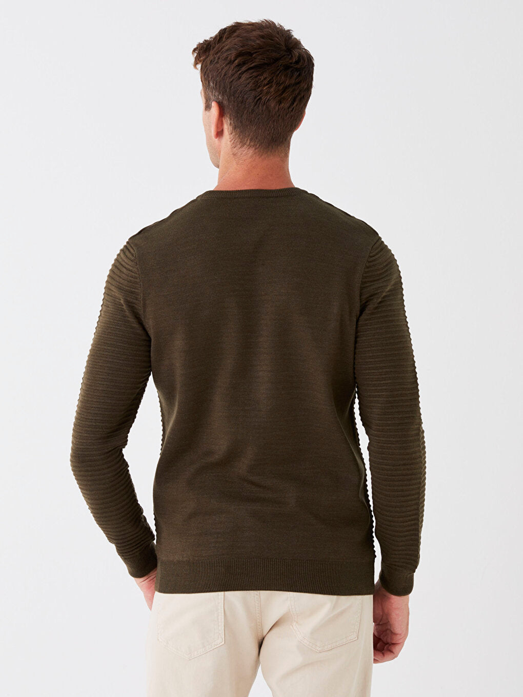 Crew Neck Long Sleeve Men's Knitwear Sweater