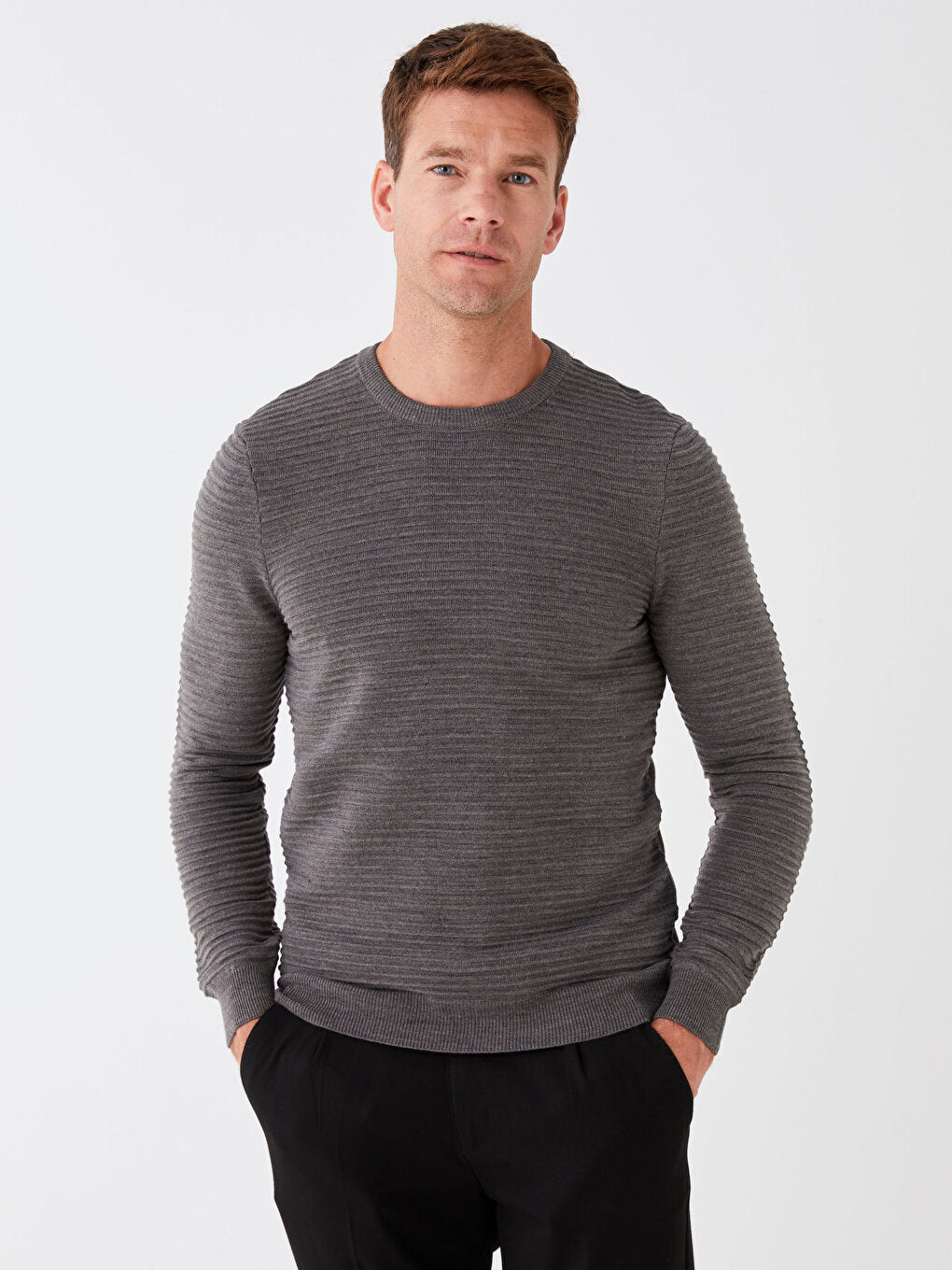 Crew Neck Long Sleeve Men's Knitwear Sweater