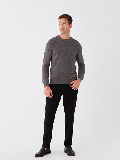 Crew Neck Long Sleeve Men's Knitwear Sweater