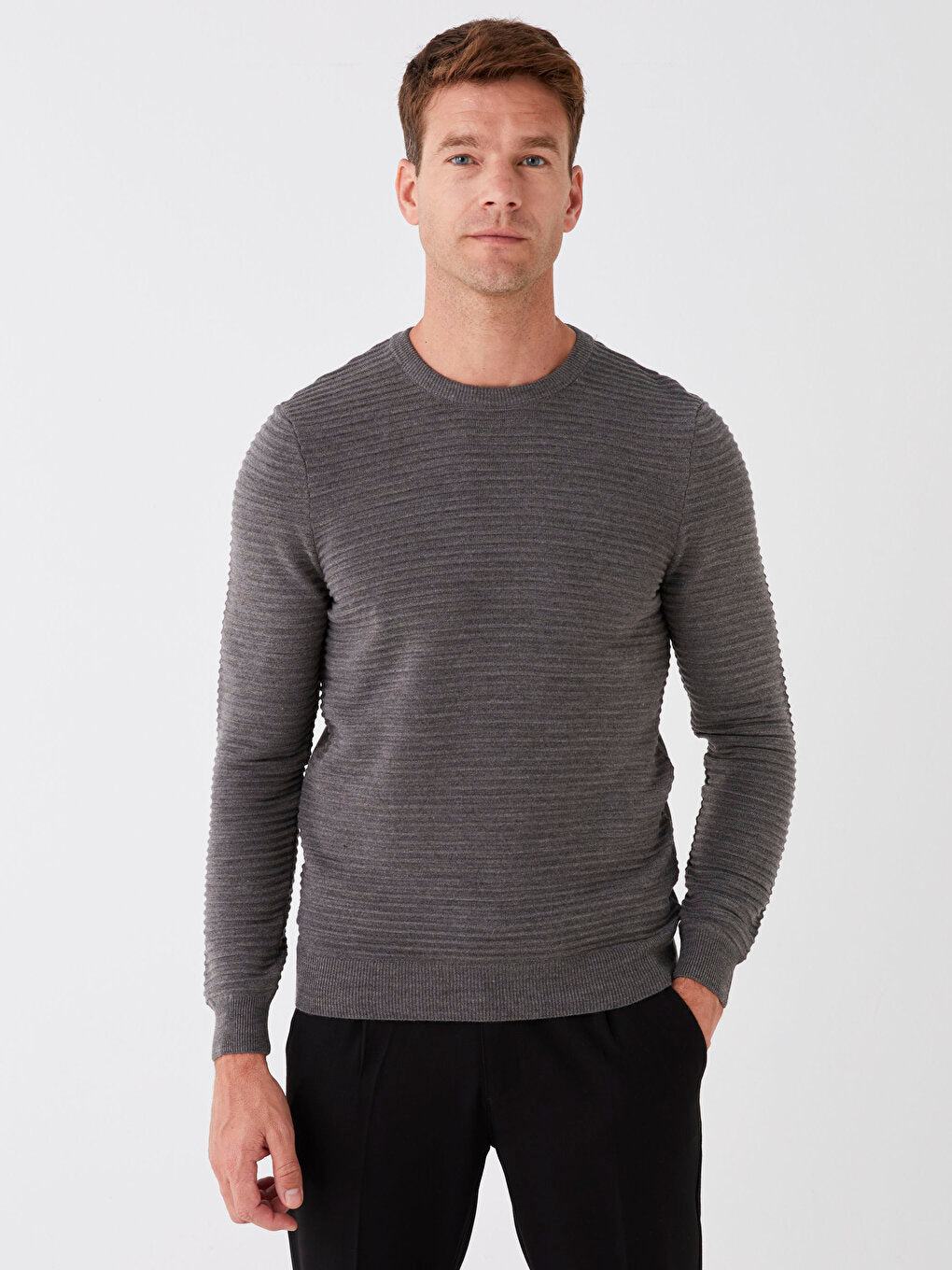 Crew Neck Long Sleeve Men's Knitwear Sweater