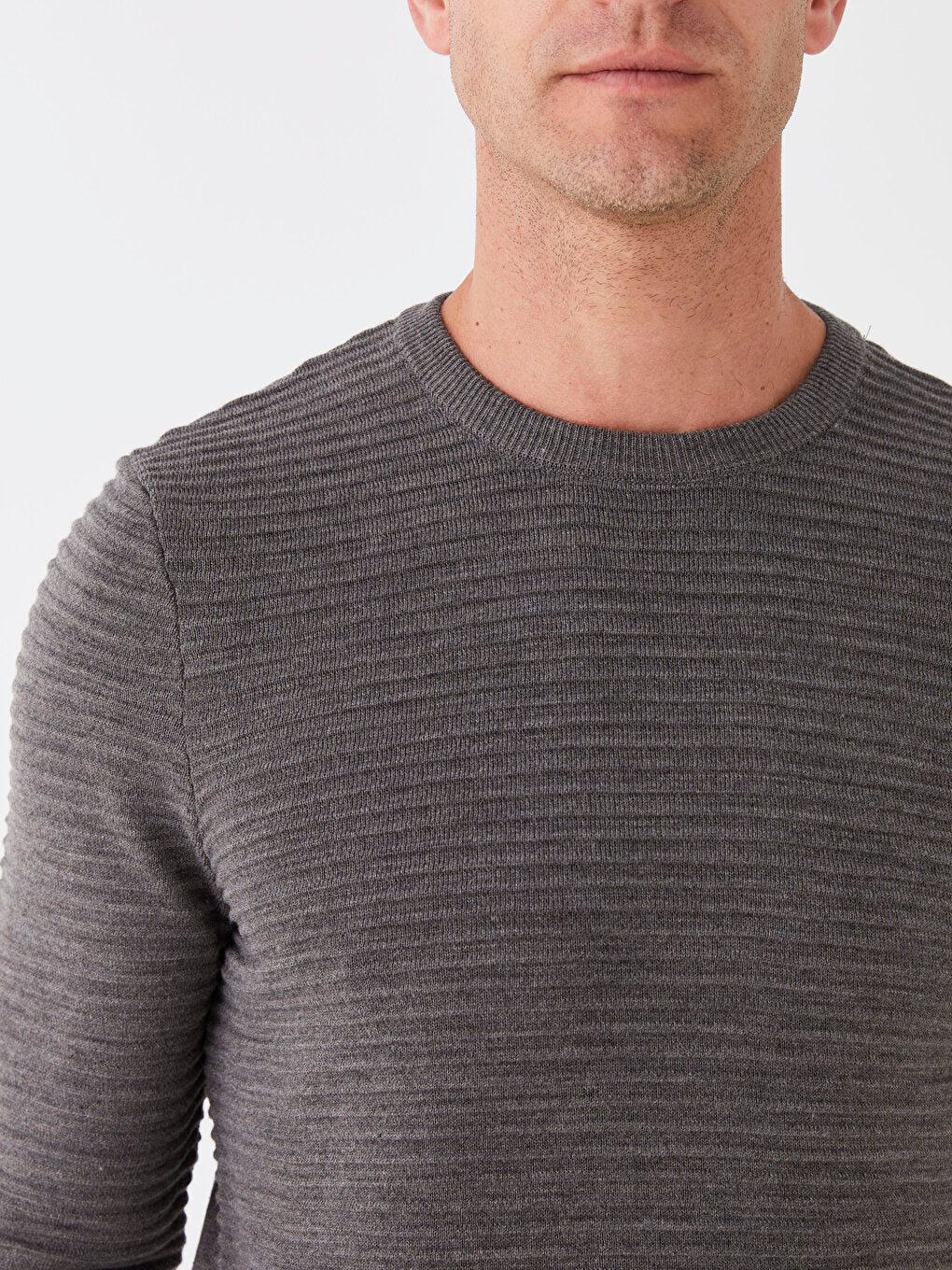 Crew Neck Long Sleeve Men's Knitwear Sweater