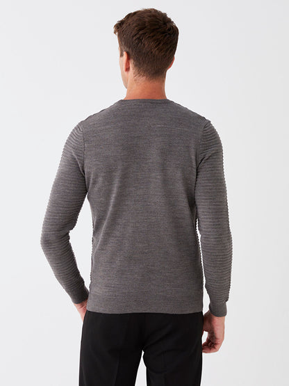 Crew Neck Long Sleeve Men's Knitwear Sweater