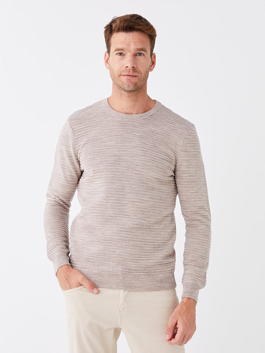 Crew Neck Long Sleeve Men's Knitwear Sweater