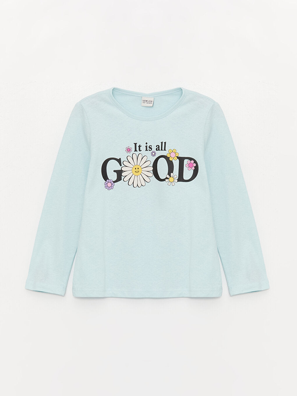 Crew Neck Printed Long Sleeve Girls' T-Shirt