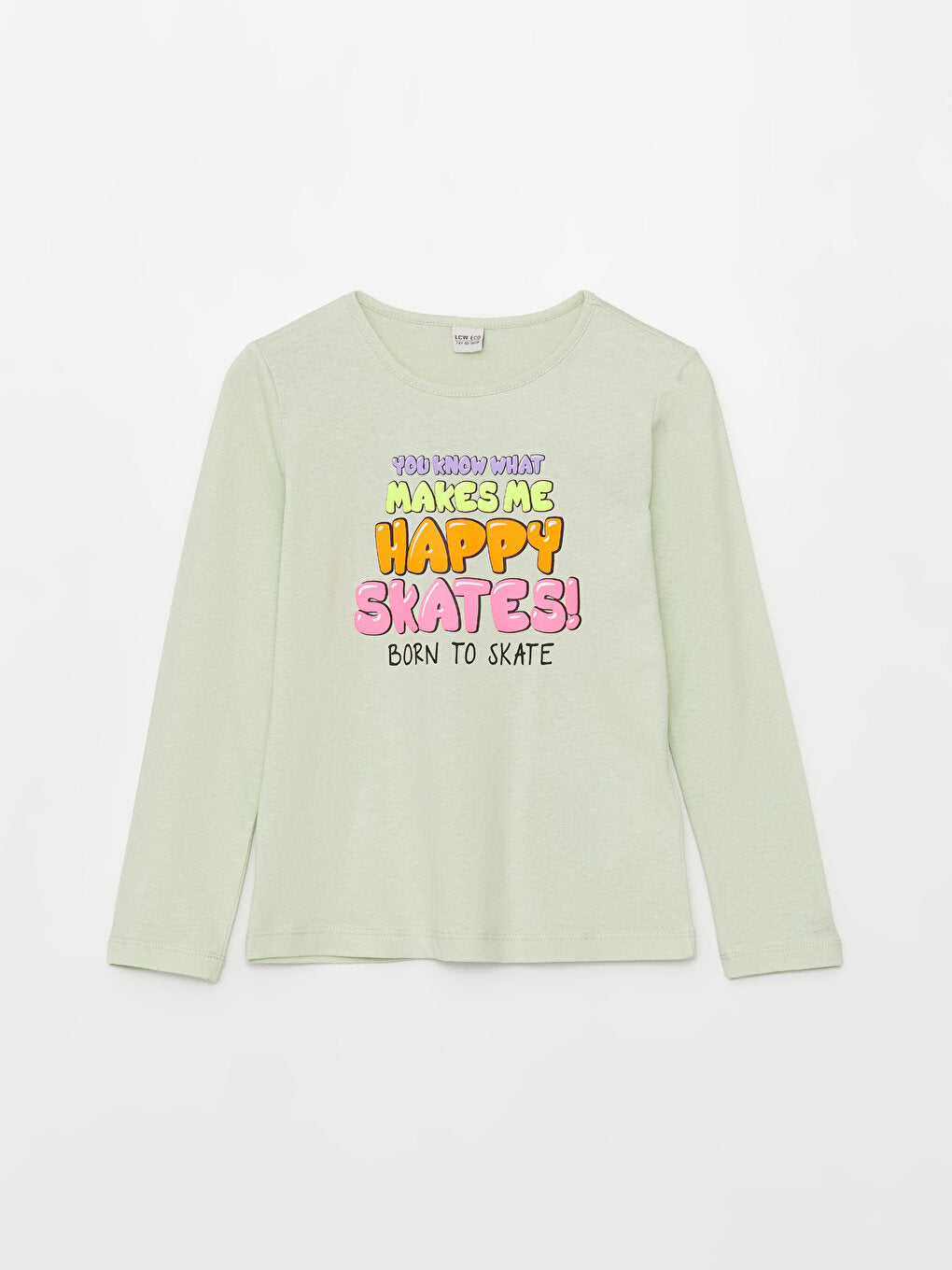 Crew Neck Printed Long Sleeve Girl's T-Shirt