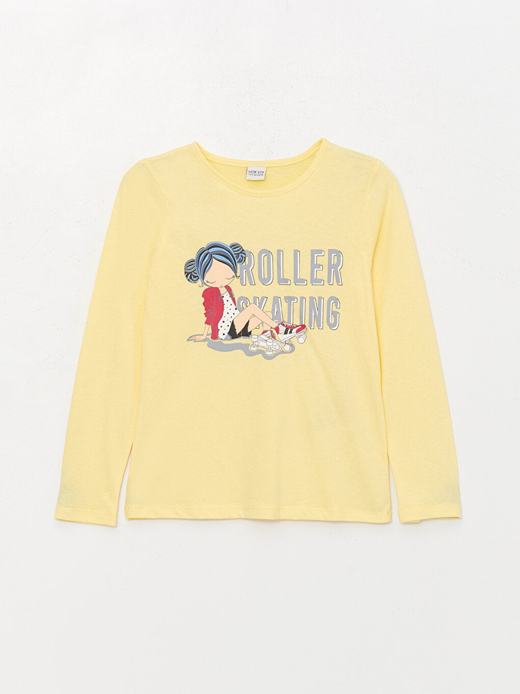 Crew Neck Printed Long Sleeve Girls' T-Shirt