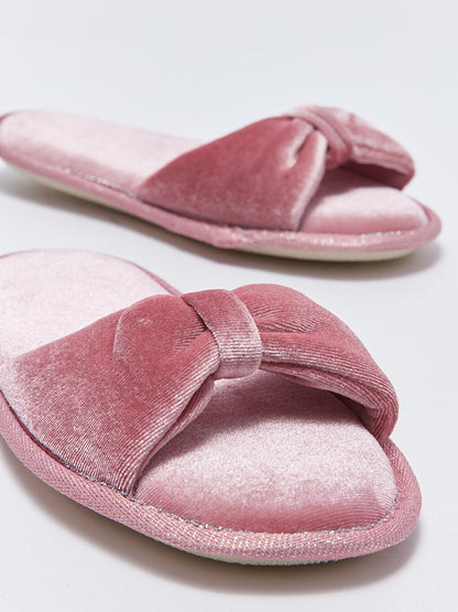 Women's House Slippers with Bow Detail