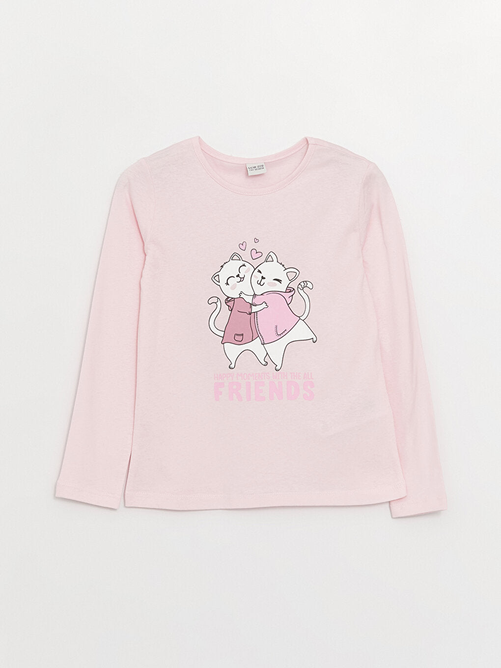 Crew Neck Printed Long Sleeve Girls' T-Shirt