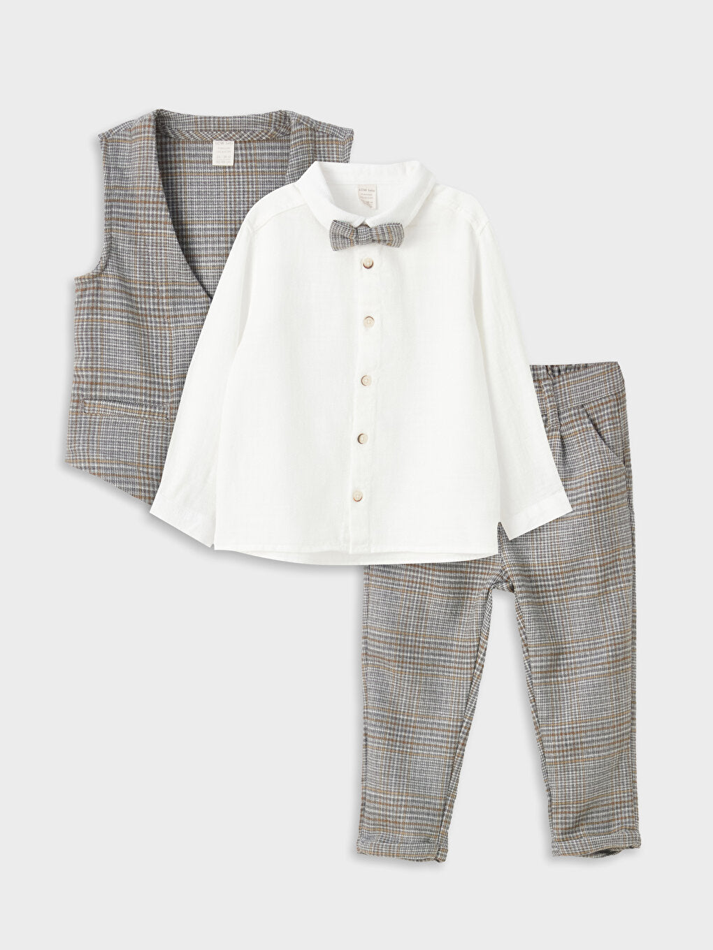 Baby Boy Pants, Shirt, Vest and Bow Tie 4-Piece Set