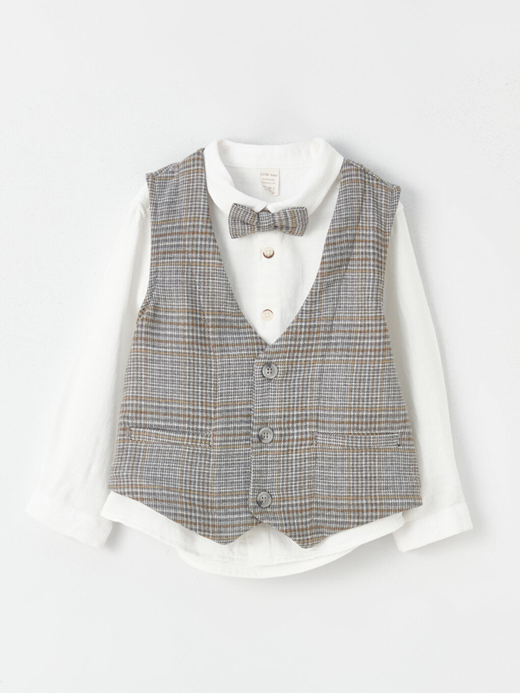 Baby Boy Pants, Shirt, Vest and Bow Tie 4-Piece Set