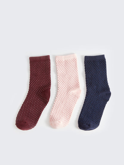 Self Patterned Women's Socks Pack of 3