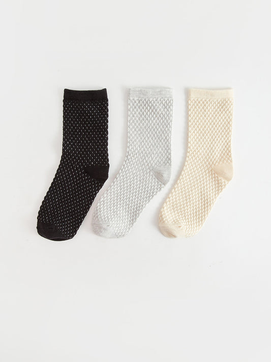 Self Patterned Women's Socks Pack of 3