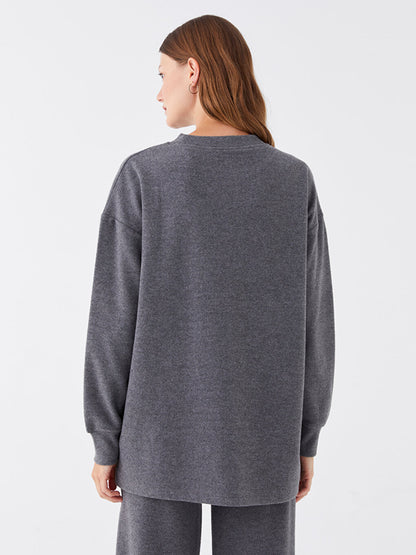 Crew Neck Plain Long Sleeve Women's Tunic