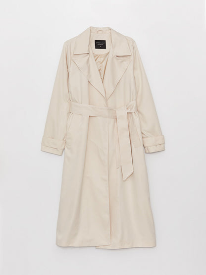 Jacket Collar Plain Long Sleeve Women's Trench Coat