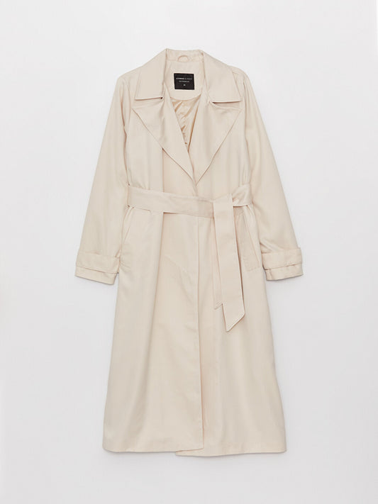 Jacket Collar Plain Long Sleeve Women's Trench Coat