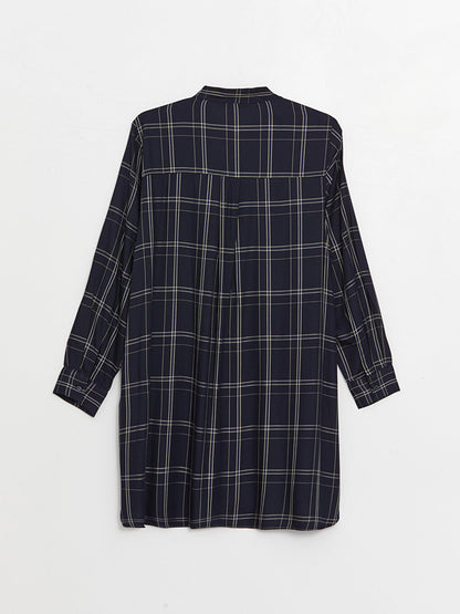 Magnificent Collar Plaid Long Sleeve Women's Tunic