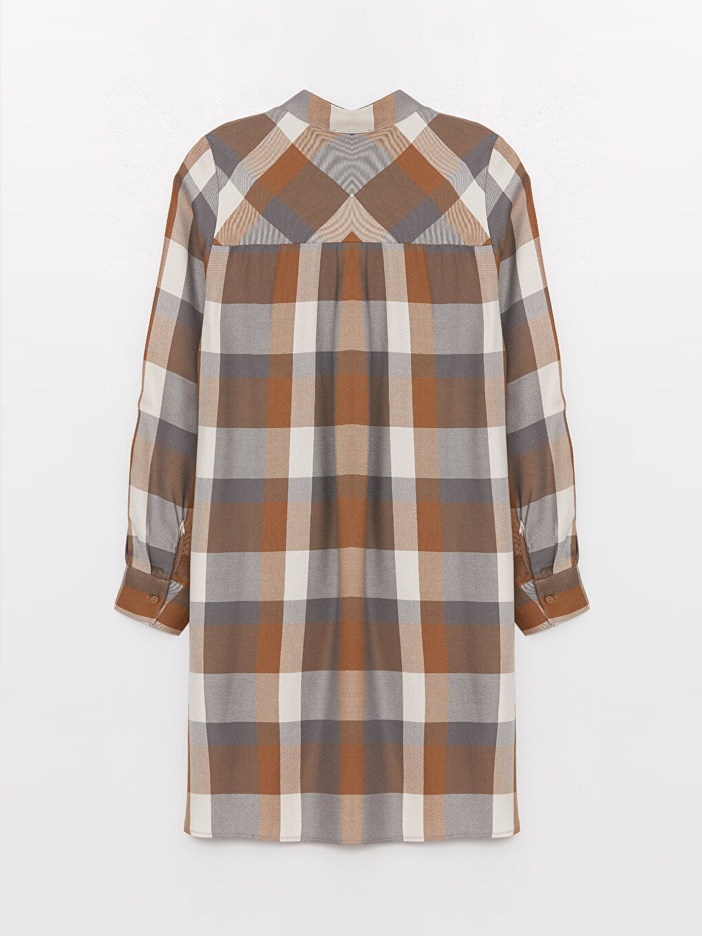 Magnificent Collar Plaid Long Sleeve Women's Tunic