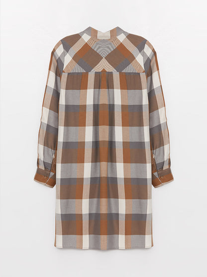 Magnificent Collar Plaid Long Sleeve Women's Tunic