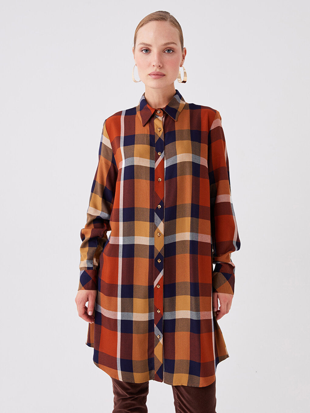 Plaid Long Sleeve Women's Shirt Tunic