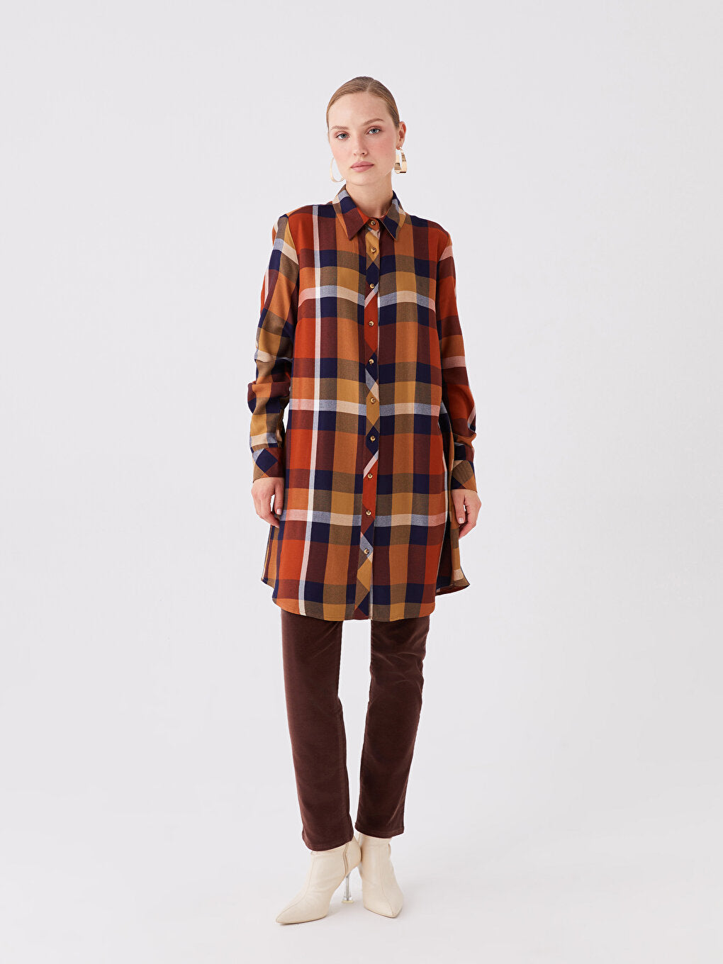 Plaid Long Sleeve Women's Shirt Tunic