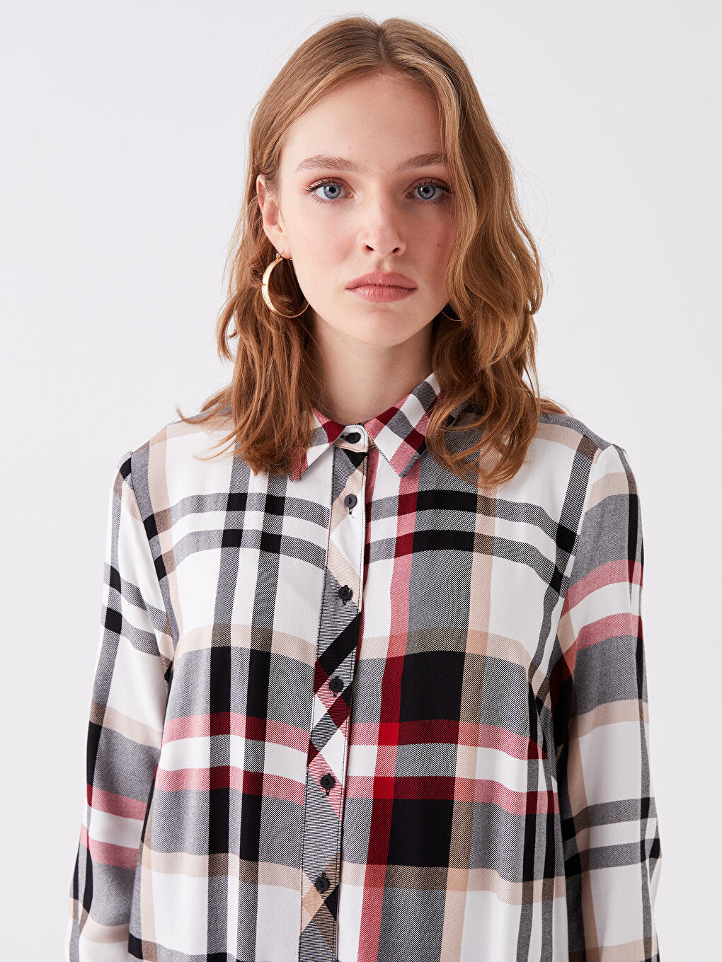 Plaid Long Sleeve Women's Shirt Tunic