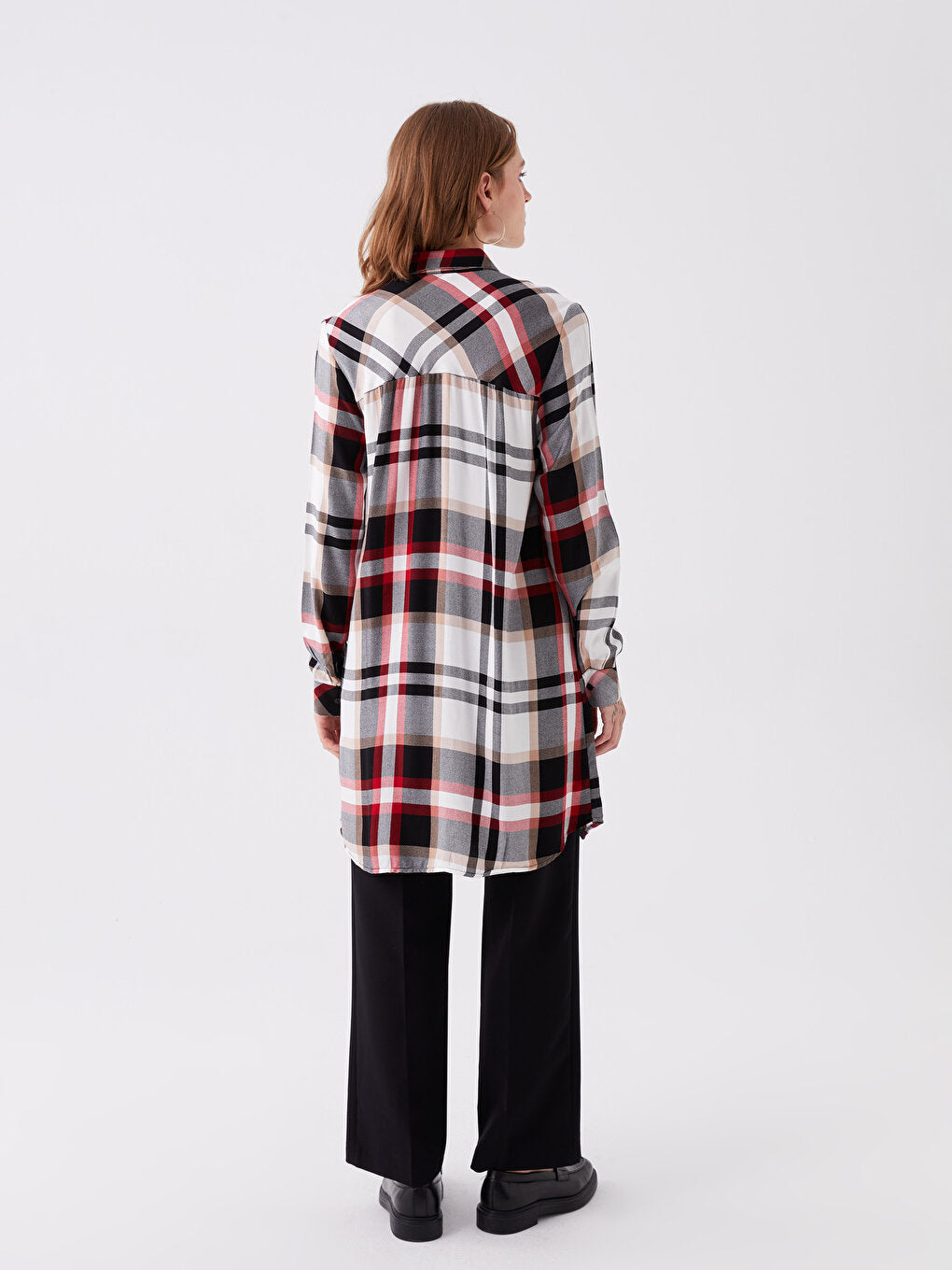 Plaid Long Sleeve Women's Shirt Tunic