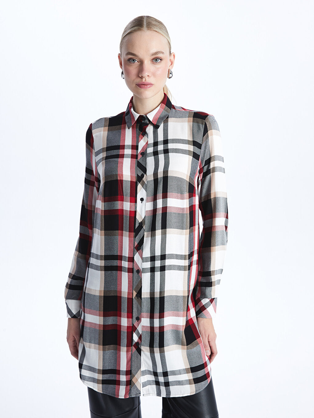 Plaid Long Sleeve Women's Shirt Tunic