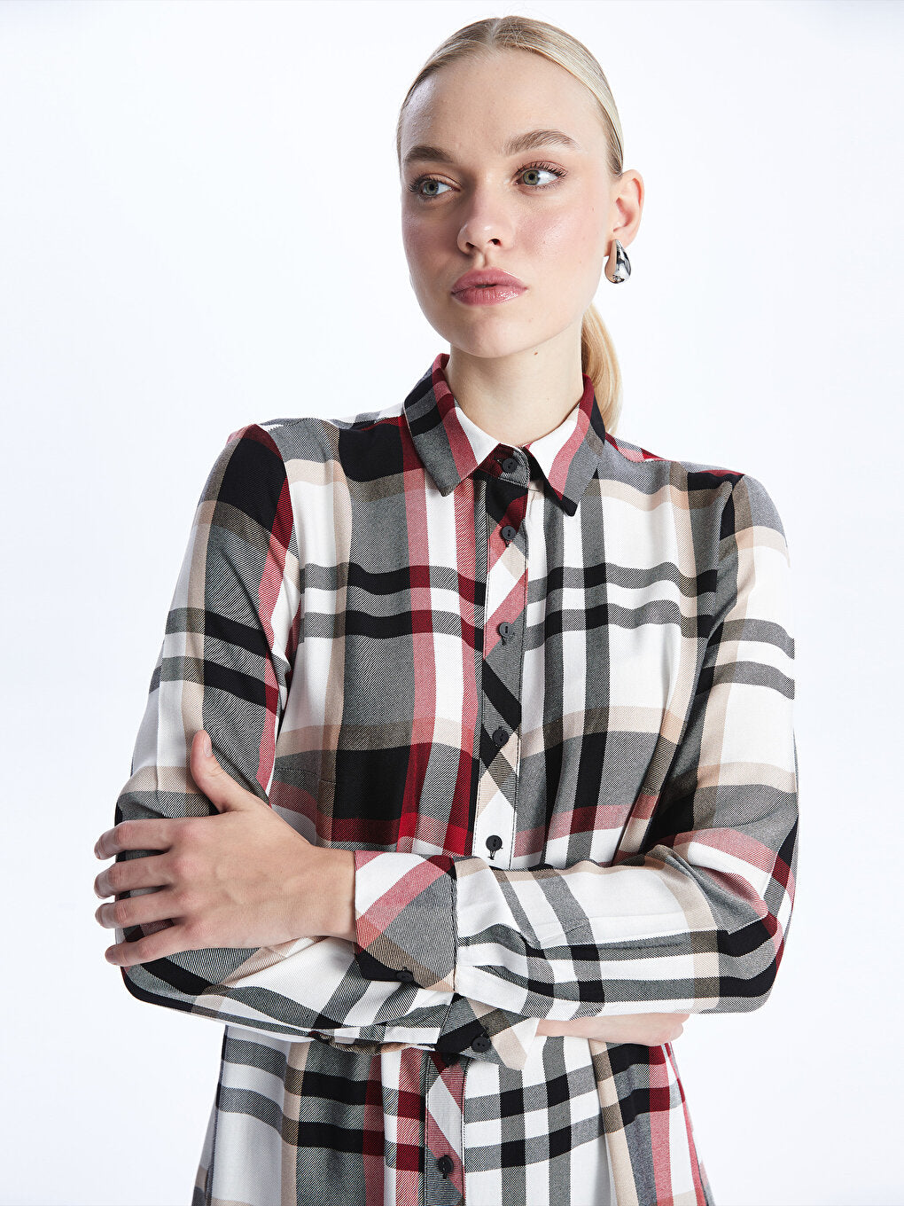 Plaid Long Sleeve Women's Shirt Tunic