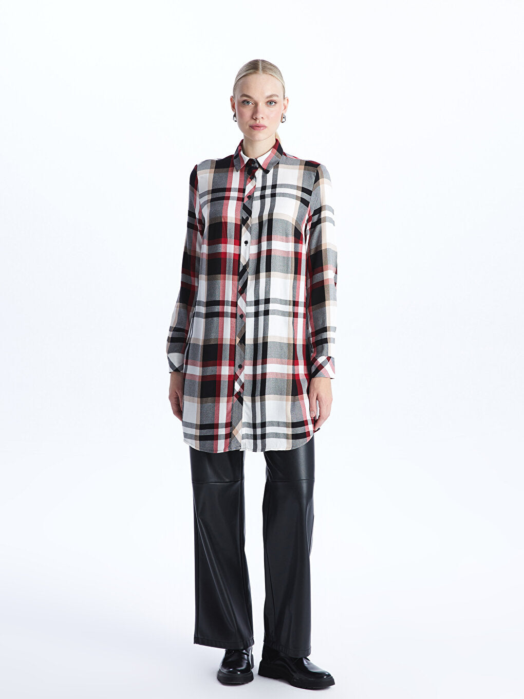 Plaid Long Sleeve Women's Shirt Tunic