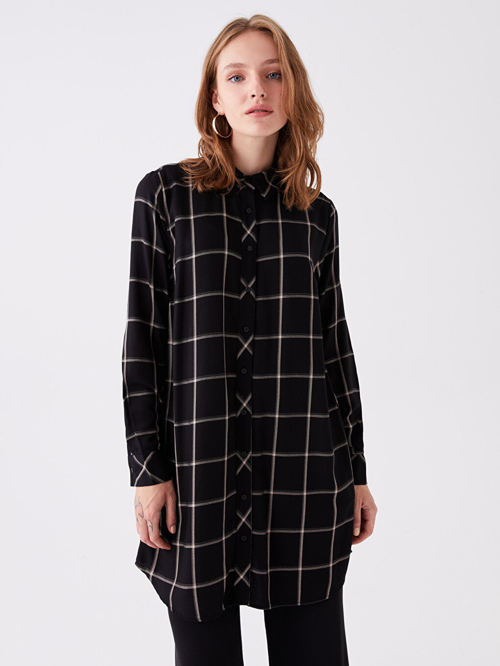 Plaid Long Sleeve Women's Shirt Tunic