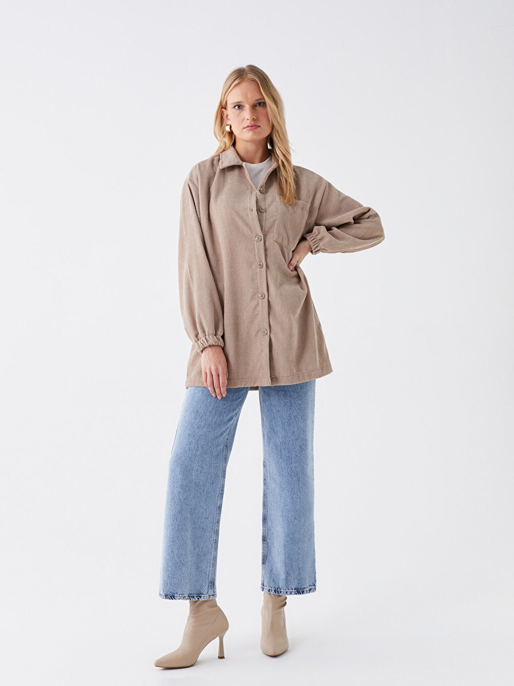 Plain Long Sleeve Velvet Women's Shirt Tunic