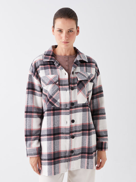 Plaid Long Sleeve Oversize Women's Lumberjack Shirt Jacket