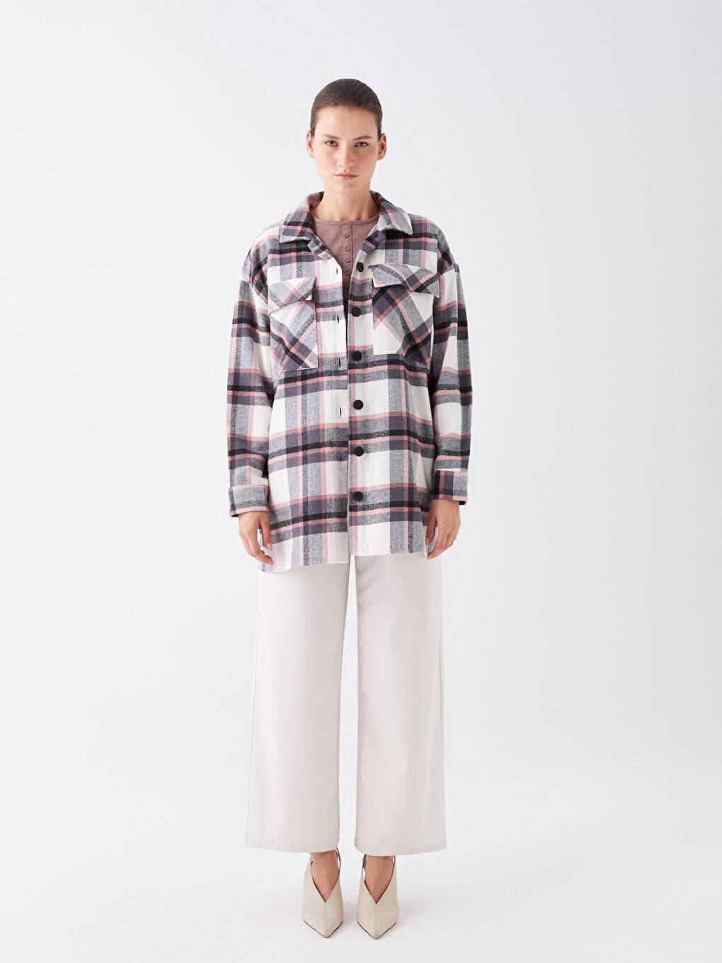 Plaid Long Sleeve Oversize Women's Lumberjack Shirt Jacket