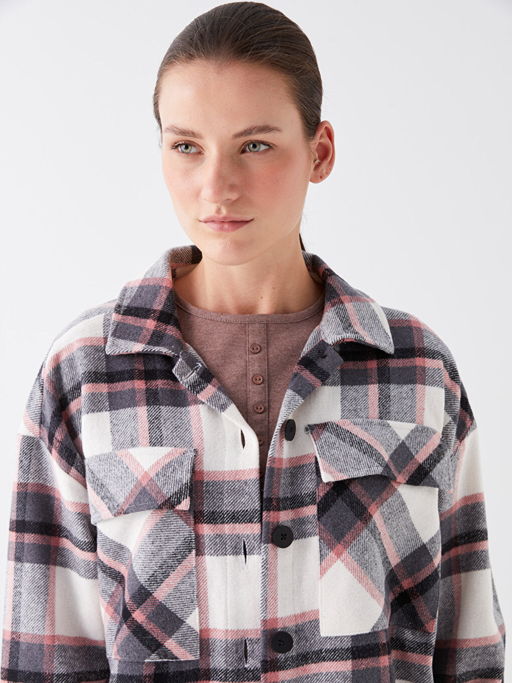 Plaid Long Sleeve Oversize Women's Lumberjack Shirt Jacket