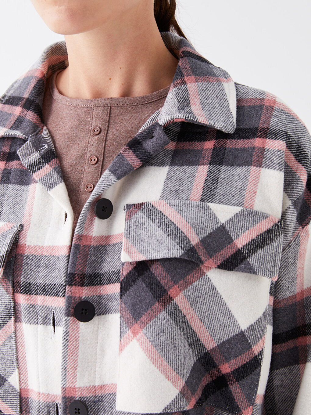 Plaid Long Sleeve Oversize Women's Lumberjack Shirt Jacket