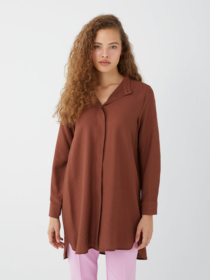 Magnificent Collar Plain Long Sleeve Women's Tunic